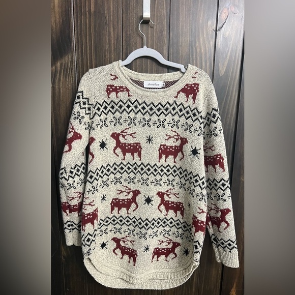 Shineflow-Reindeer Snowflake Midi Christmas Pullover Sweater Tunic-Size:Medium - Picture 8 of 9